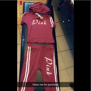 Inspired by pink stretch hoodie w biker shorts